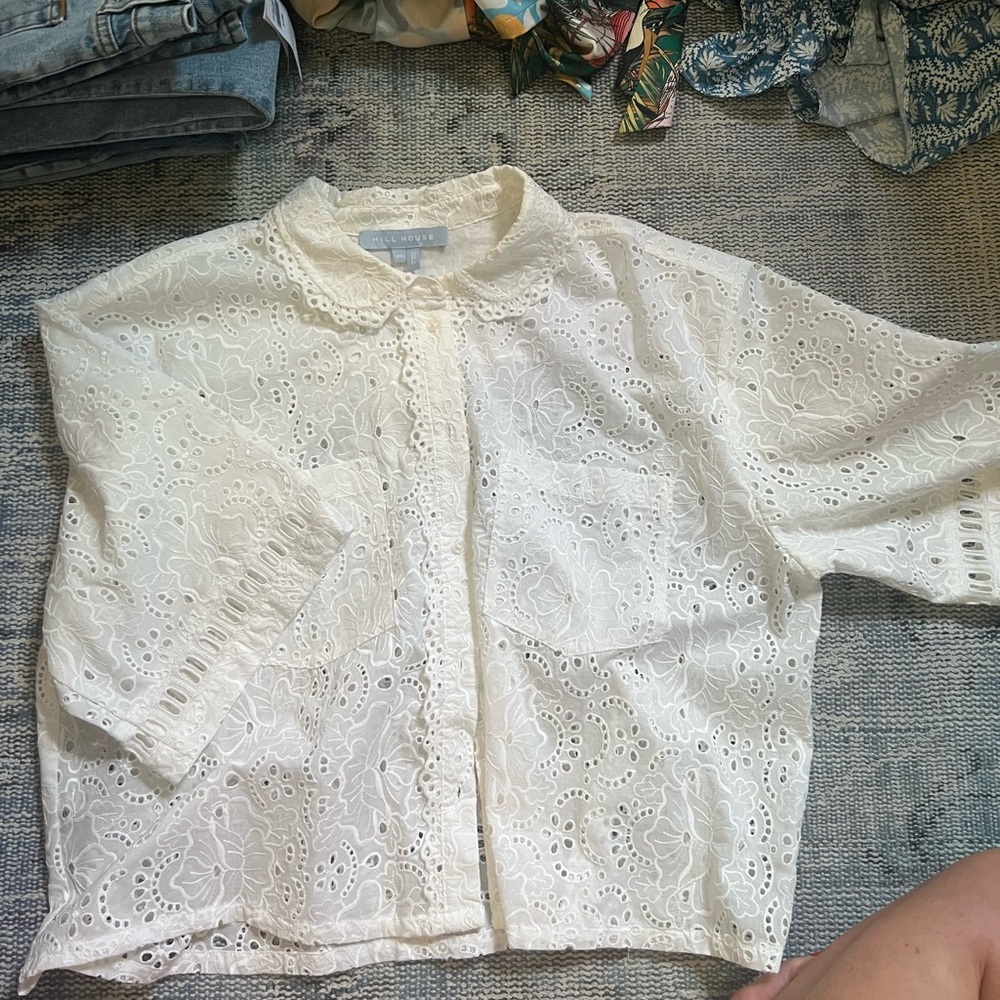 Hill House White Annette Top NWOT